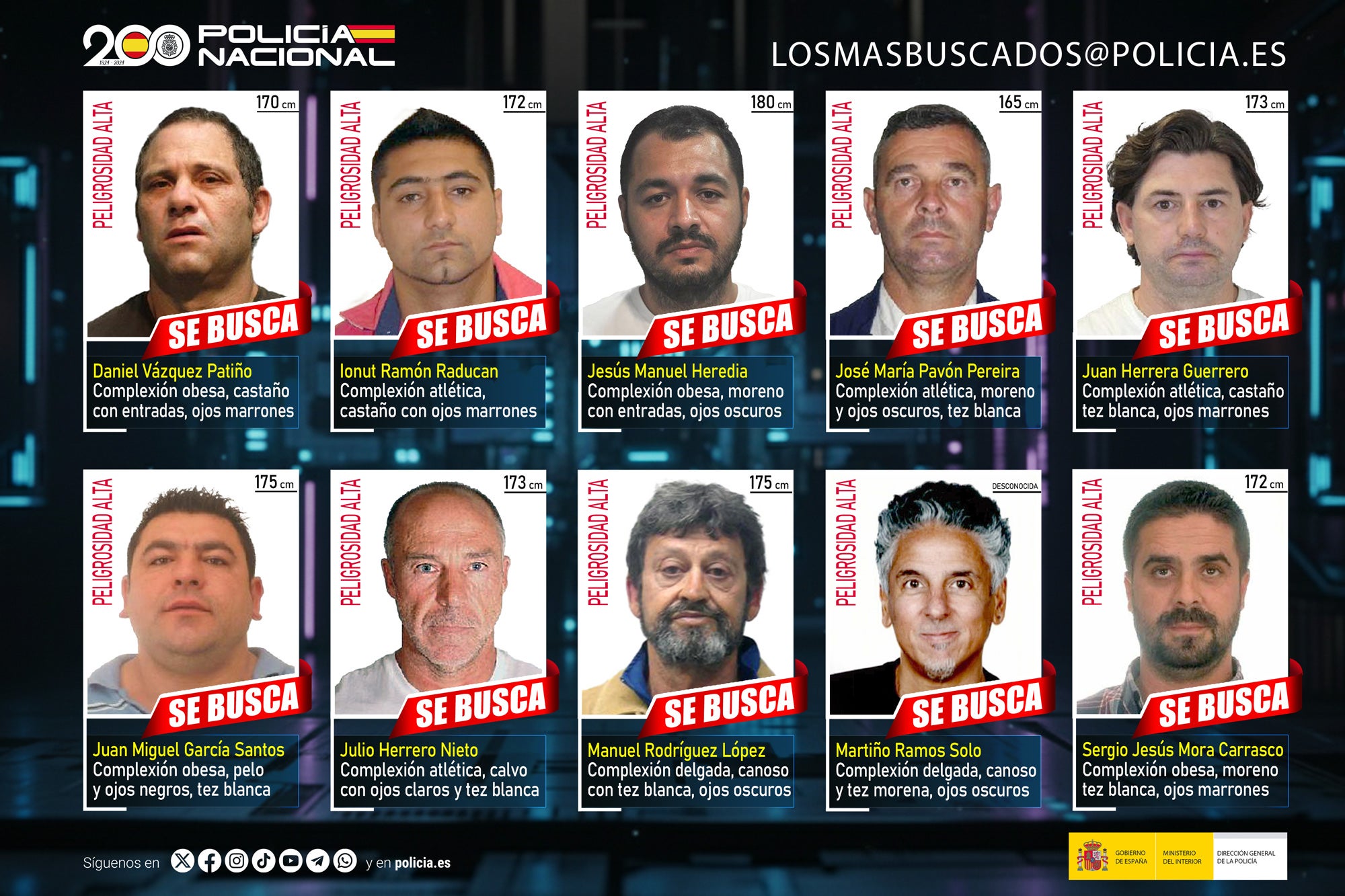 Solicitan la colaboración ciudadana para detener a los fugitivos más buscados en España Solicitan la colaboración ciudadana para detener a los fugitivos más buscados en España