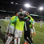 El Elche celebra el primer gol ante el Real Madrid. El Elche celebra el primer gol ante el Real Madrid.