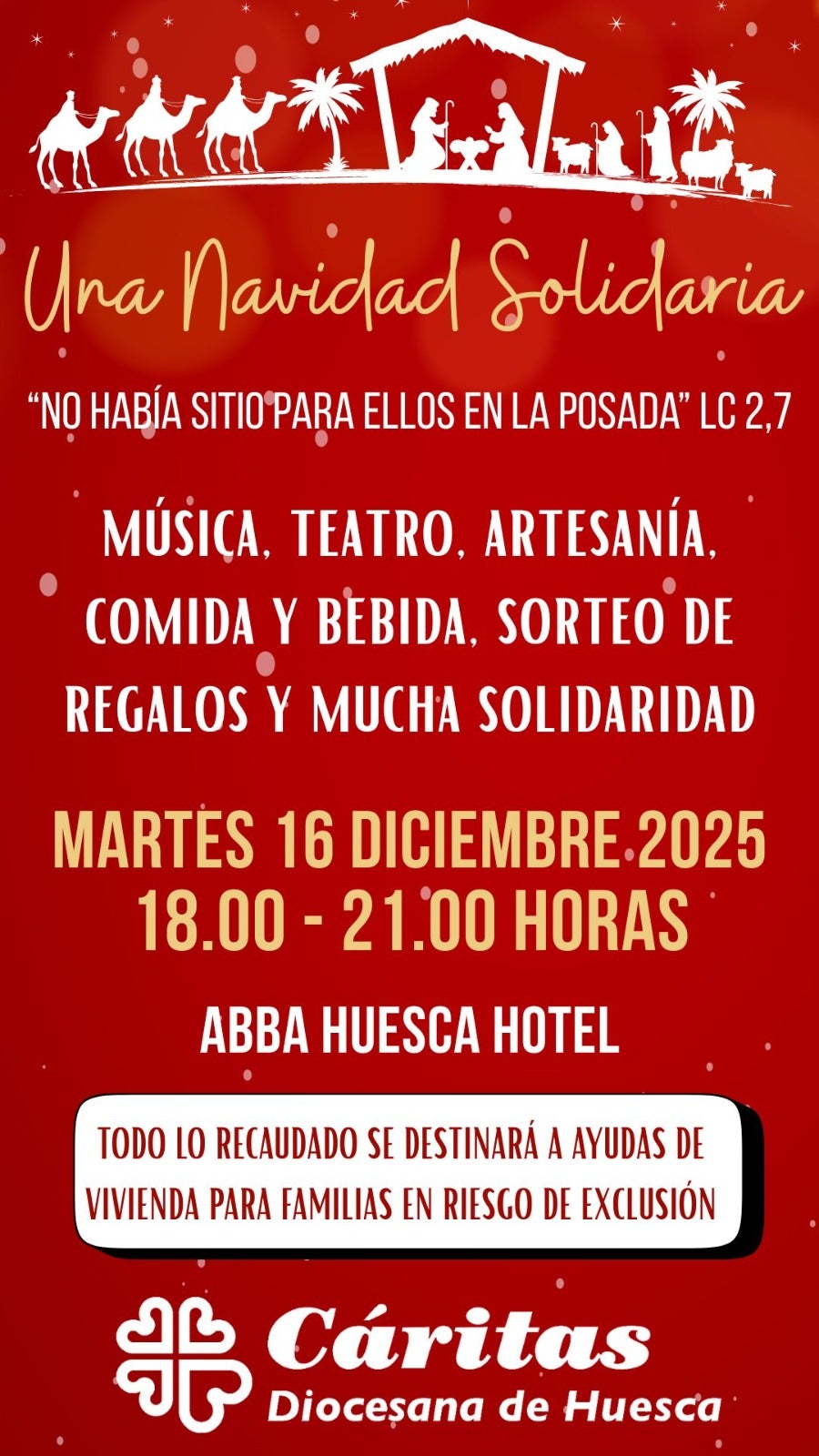 Regresa la Fiesta de Navidad de Cáritas Huesca cuya recaudación irá destinada a vivienda Regresa la Fiesta de Navidad de Cáritas Huesca cuya recaudación irá destinada a vivienda