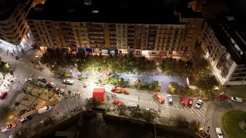 Vista de las viviendas en el momento del desalojo. Vista de las viviendas en el momento del desalojo.