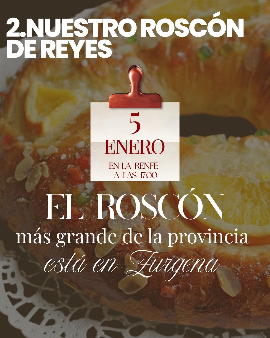 El Roscón de Reyes más grande de la provincia de Almería se comerá en Zurgena el 5 de enero El Roscón de Reyes más grande de la provincia de Almería se comerá en Zurgena el 5 de enero
