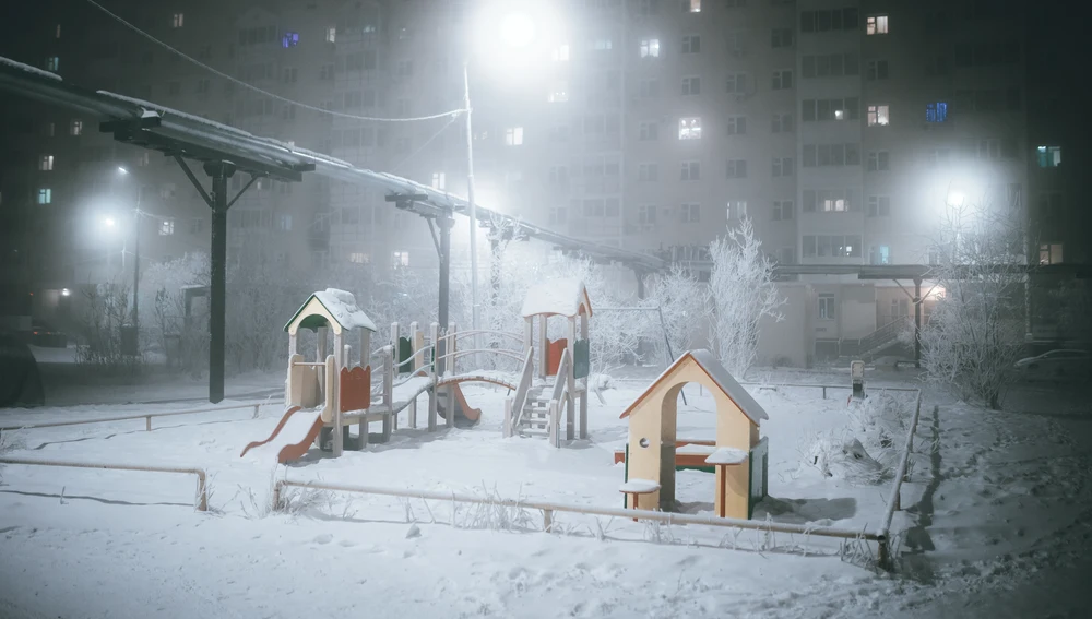 Un parque congelado por el frío Un parque congelado por el frío