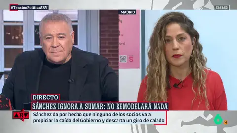Sumar avisa al PSOE de que si no remodela el Gobierno estará "suicidándose": "Dudo que Sánchez tenga intención de inmolarse" Sumar avisa al PSOE de que si no remodela el Gobierno estará "suicidándose": "Dudo que Sánchez tenga intención de inmolarse"
