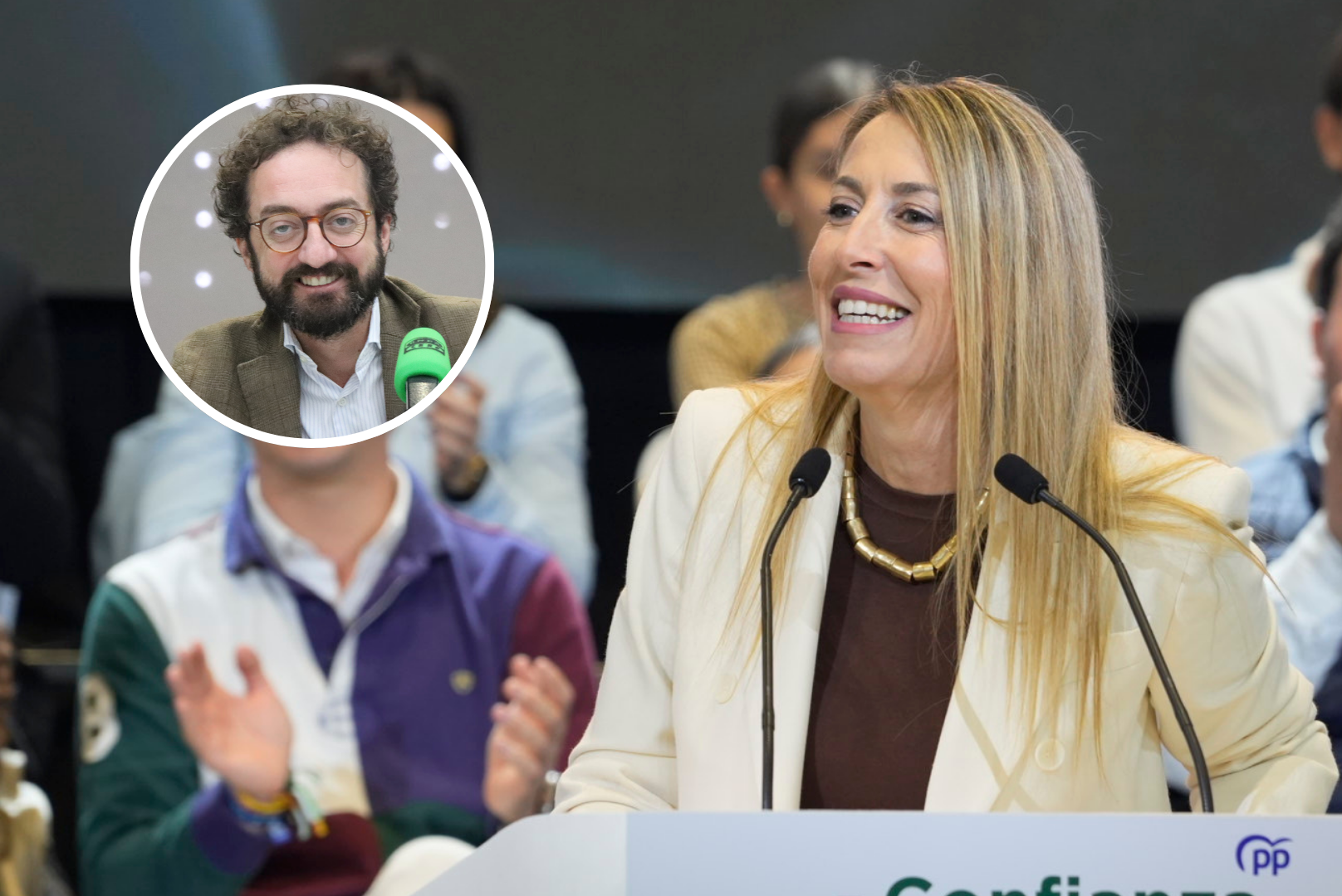 María Guardiola con marco de Joaquín Manso María Guardiola con marco de Joaquín Manso