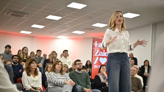 Pilar Alegr&iacute;a en La Zaida presentando su candidatura a las elecciones de Arag&oacute;n