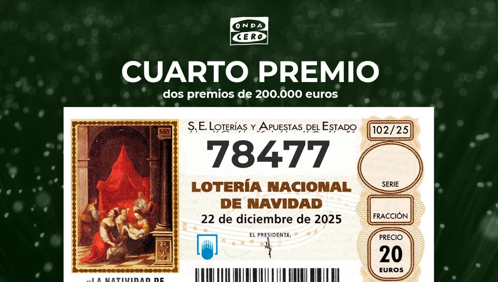 Primer cuarto premio Lotería Navidad Primer cuarto premio Lotería Navidad
