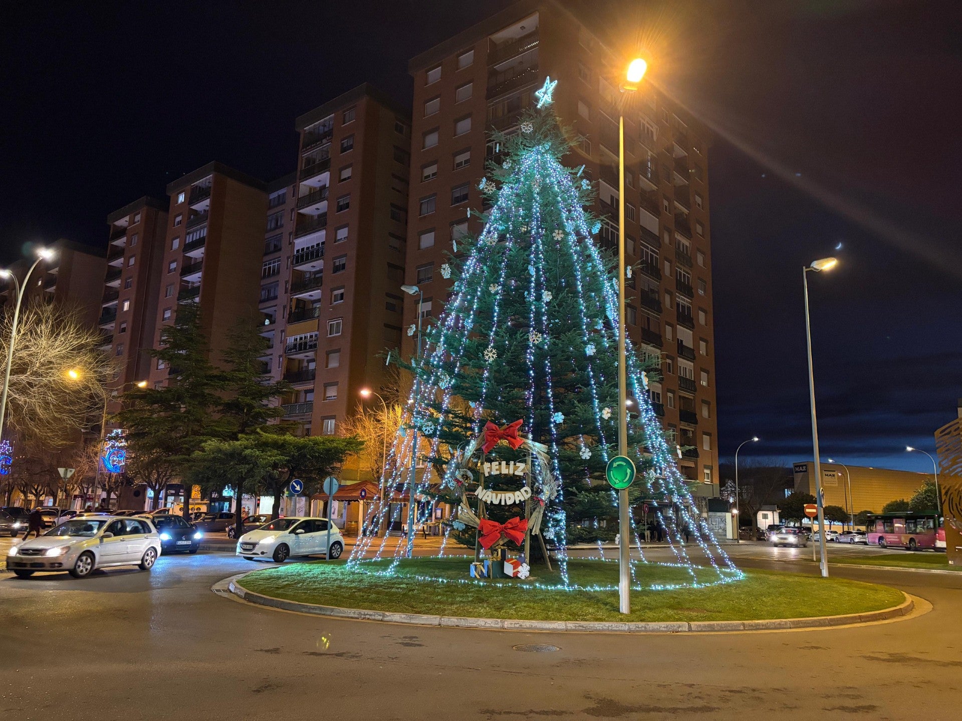 Usuarios de Cadis se suman a la decoración navideña de Huesca poniendo color a varias coníferas Usuarios de Cadis se suman a la decoración navideña de Huesca poniendo color a varias coníferas