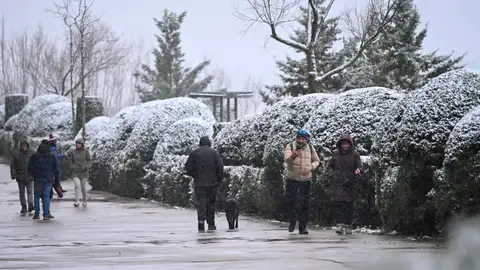 arias personas pasean por el paisaje nevado este jueves en Morella (Castellón) arias personas pasean por el paisaje nevado este jueves en Morella (Castellón)