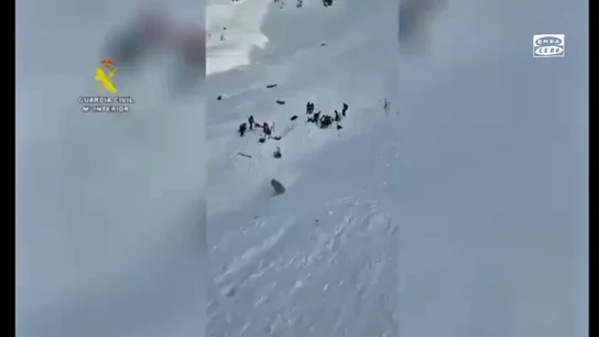 Captura de pantalla del vídeo publicado por la Guardia Civil sobre el accidente en Panticosa Captura de pantalla del vídeo publicado por la Guardia Civil sobre el accidente en Panticosa