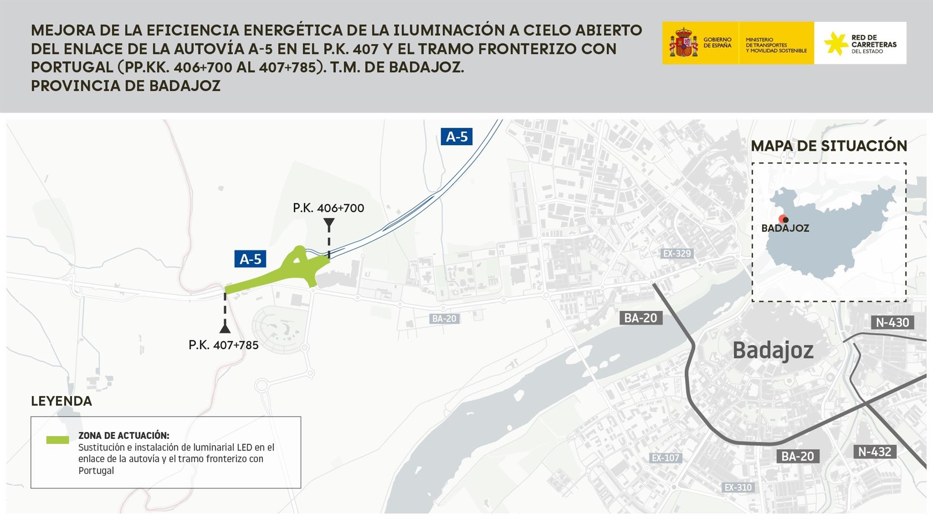 El Ministerio de Transportes licita las obras para mejorar la iluminación de la A-5 a su paso por la ciudad de Badajoz El Ministerio de Transportes licita las obras para mejorar la iluminación de la A-5 a su paso por la ciudad de Badajoz