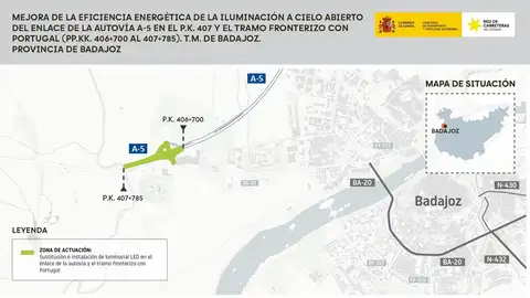 El Ministerio de Transportes licita las obras para mejorar la iluminación de la A-5 a su paso por la ciudad de Badajoz El Ministerio de Transportes licita las obras para mejorar la iluminación de la A-5 a su paso por la ciudad de Badajoz