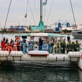 Los Reyes Magos llegan por mar a Valencia. 