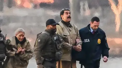Nicolás Maduro esposado por agentes de la DEA Nicolás Maduro esposado por agentes de la DEA