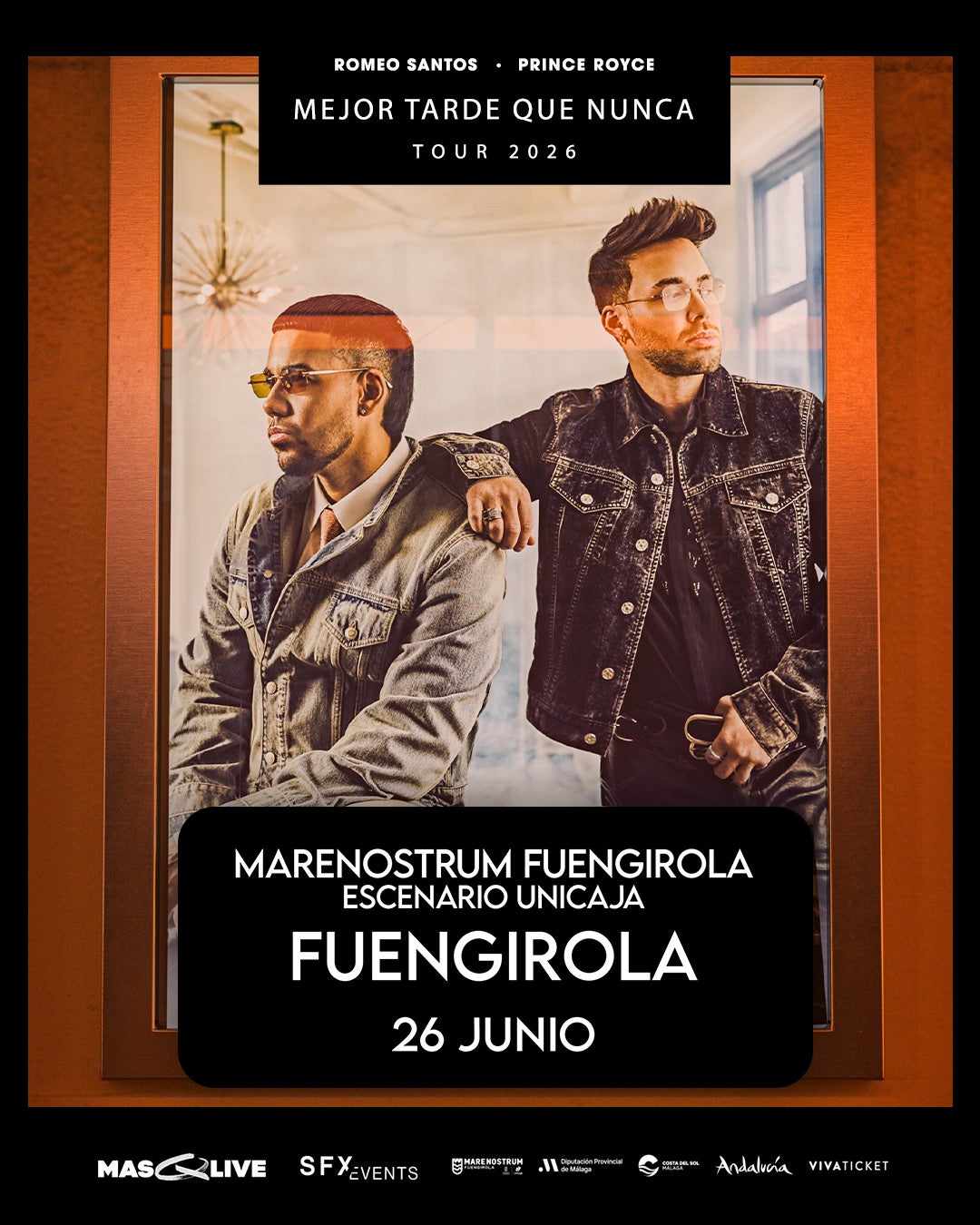 Concierto histórico en Marenostrum Fuengirola: Romeo Santos y Prince Royce cantarán el próximo 26 de junio Concierto histórico en Marenostrum Fuengirola: Romeo Santos y Prince Royce cantarán el próximo 26 de junio