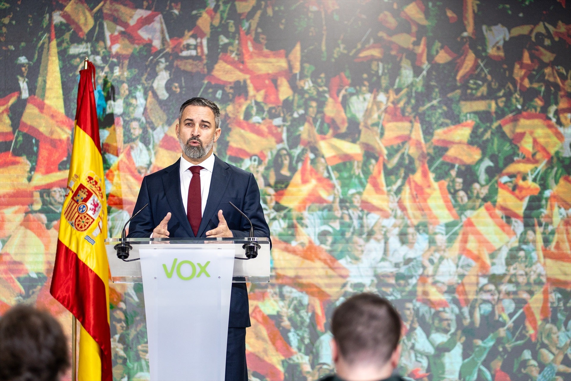 El presidente de VOX, Santiago Abascal, valora los resultados de las elecciones extremeñas El presidente de VOX, Santiago Abascal, valora los resultados de las elecciones extremeñas