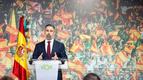 El presidente de VOX, Santiago Abascal, valora los resultados de las elecciones extremeñas El presidente de VOX, Santiago Abascal, valora los resultados de las elecciones extremeñas
