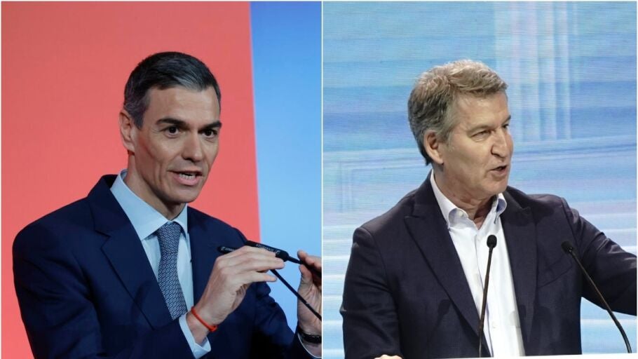 Pedro S&aacute;nchez, a la izquierda; Alberto N&uacute;&ntilde;ez Feij&oacute;o, a la derecha