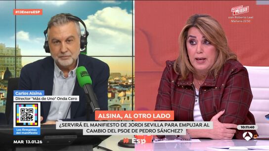 Alsina pregunta a Susana D&iacute;az por su postura ante el manifiesto de Jordi Sevilla: "No creo que sea el momento de un l&iacute;o interno"