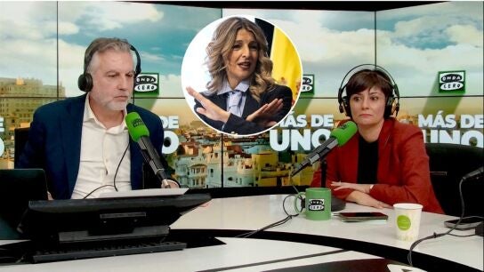 Isabel Rodr&iacute;guez, en M&aacute;s de uno mientras escucha las palabras de Yolanda D&iacute;az.