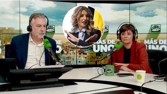 Isabel Rodríguez, en Más de uno mientras escucha las palabras de Yolanda Díaz. Isabel Rodríguez, en Más de uno mientras escucha las palabras de Yolanda Díaz.