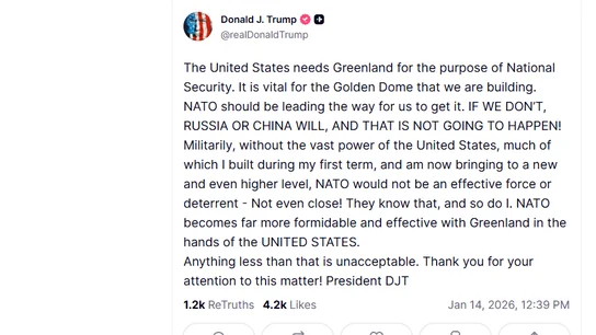 Trump insiste en que Groenlandia debe estar "en manos de EEUU" y que "otra cosa sería inaceptable" Trump insiste en que Groenlandia debe estar "en manos de EEUU" y que "otra cosa sería inaceptable"