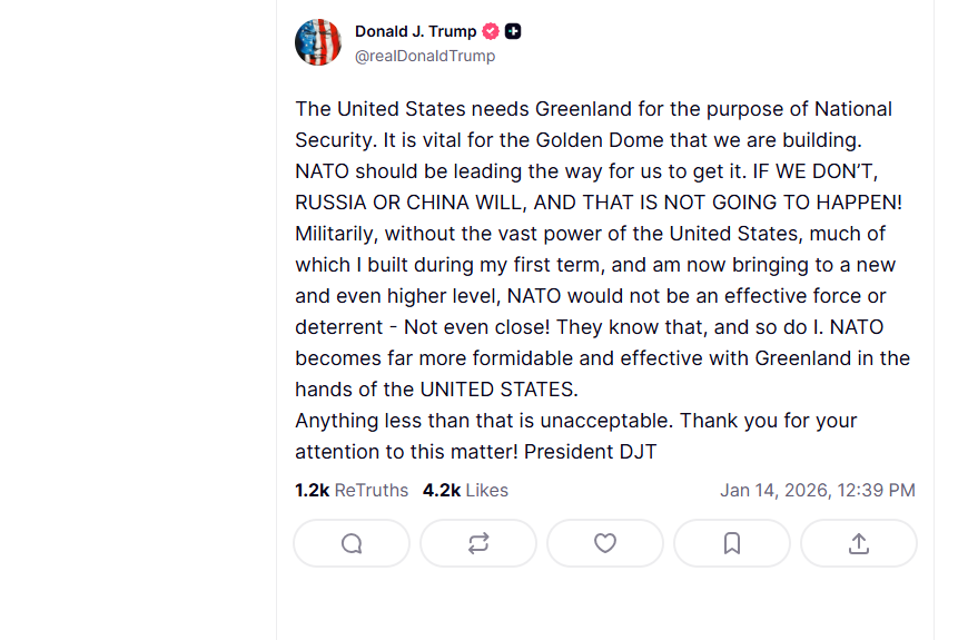 Trump insiste en que Groenlandia debe estar "en manos de EEUU" y que "otra cosa sería inaceptable" Trump insiste en que Groenlandia debe estar "en manos de EEUU" y que "otra cosa sería inaceptable"