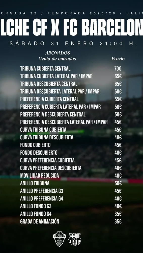 Precios para abonados. Precios para abonados.