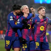 Los jugadores del Barça celebran la victoria en Praga Los jugadores del Barça celebran la victoria en Praga