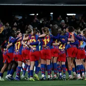 El Barça femenino celebra la victoria ante el Real Madrid El Barça femenino celebra la victoria ante el Real Madrid