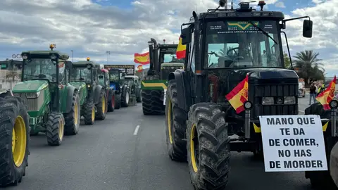 Imagen de archivo de una tractorada en la provincia de Alicante. Imagen de archivo de una tractorada en la provincia de Alicante.