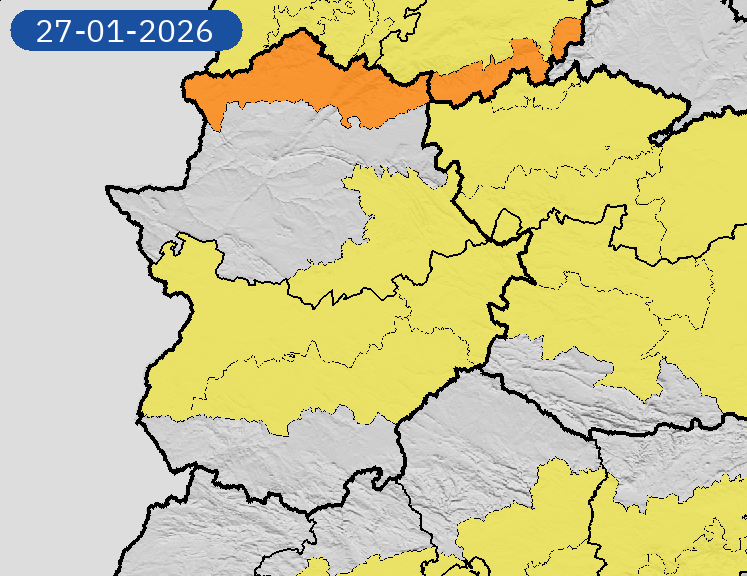 Alerta naranja este lunes por lluvias en el norte de Cáceres a la que se sumará amarilla por viento en Badajoz mañana Alerta naranja este lunes por lluvias en el norte de Cáceres a la que se sumará amarilla por viento en Badajoz mañana