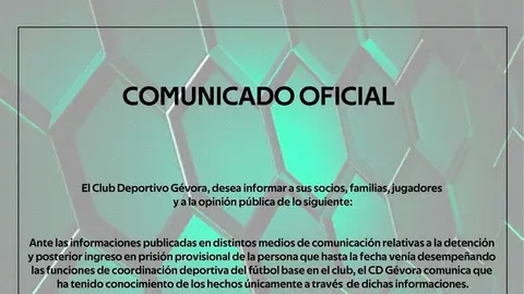 El CD Gévora expresa su rechazo hacia las conductas que "atenten contra la integridad o seguridad de los menores" El CD Gévora expresa su rechazo hacia las conductas que "atenten contra la integridad o seguridad de los menores"