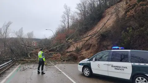 Un deslizamiento de tierra corta la SC-P-15 a la altura de Guardo y deja un camión semienterrado .