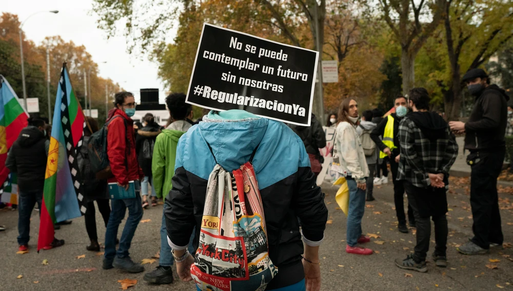 Manifestante en 2020 pidiendo la reforma migratoria Manifestante en 2020 pidiendo la reforma migratoria