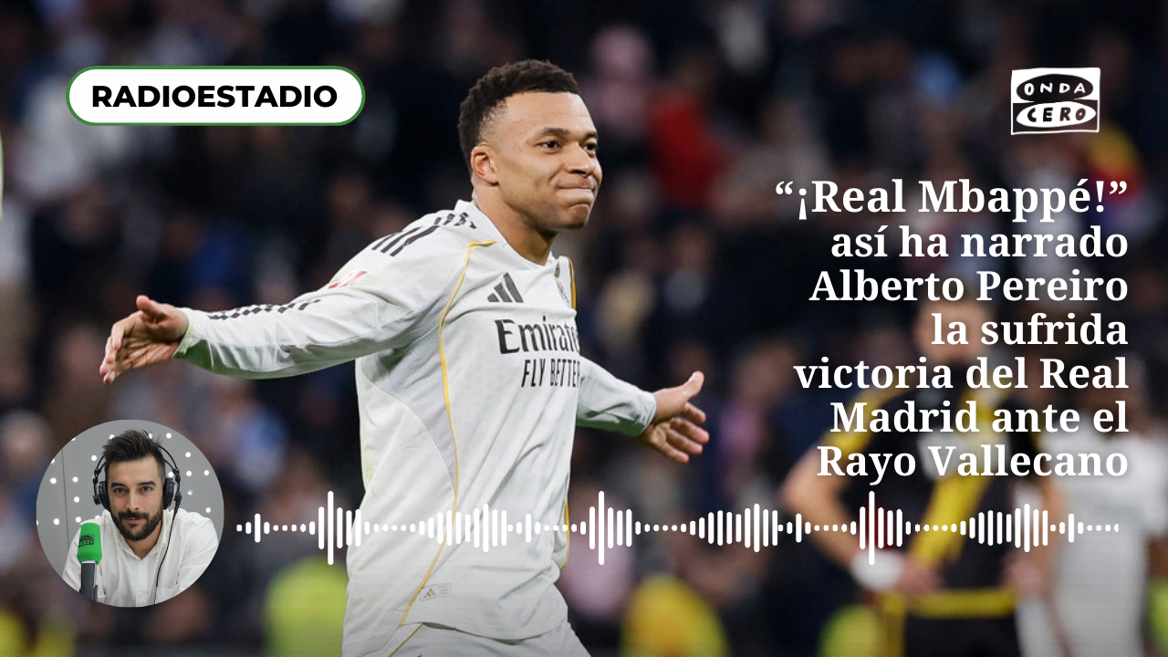 "¡Real Mbappé!": Alberto Pereiro reacciona al tanto de penalti que ha decidido el derbi frente al Rayo en el añadido "¡Real Mbappé!": Alberto Pereiro reacciona al tanto de penalti que ha decidido el derbi frente al Rayo en el añadido