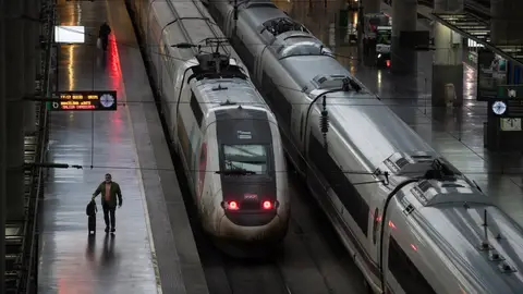 Trenes estacionados en la estación Madrid-Puerta de Atocha-Almudena Grandes, en Madrid (España). Trenes estacionados en la estación Madrid-Puerta de Atocha-Almudena Grandes, en Madrid (España).