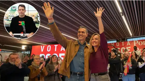 Pedro Sánchez y Pilar Alegría, en un mitin de Aragón. Pedro Sánchez y Pilar Alegría, en un mitin de Aragón.