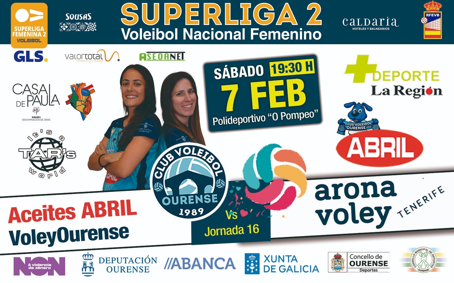 El Aceites Abril Voleyourense recibe a Arona en O Pompeo El Aceites Abril Voleyourense recibe a Arona en O Pompeo