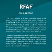 Suspendidas las competiciones formativas previstas para este fin de semana