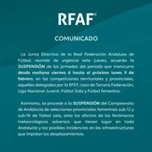 Suspendidas las competiciones formativas previstas para este fin de semana Suspendidas las competiciones formativas previstas para este fin de semana