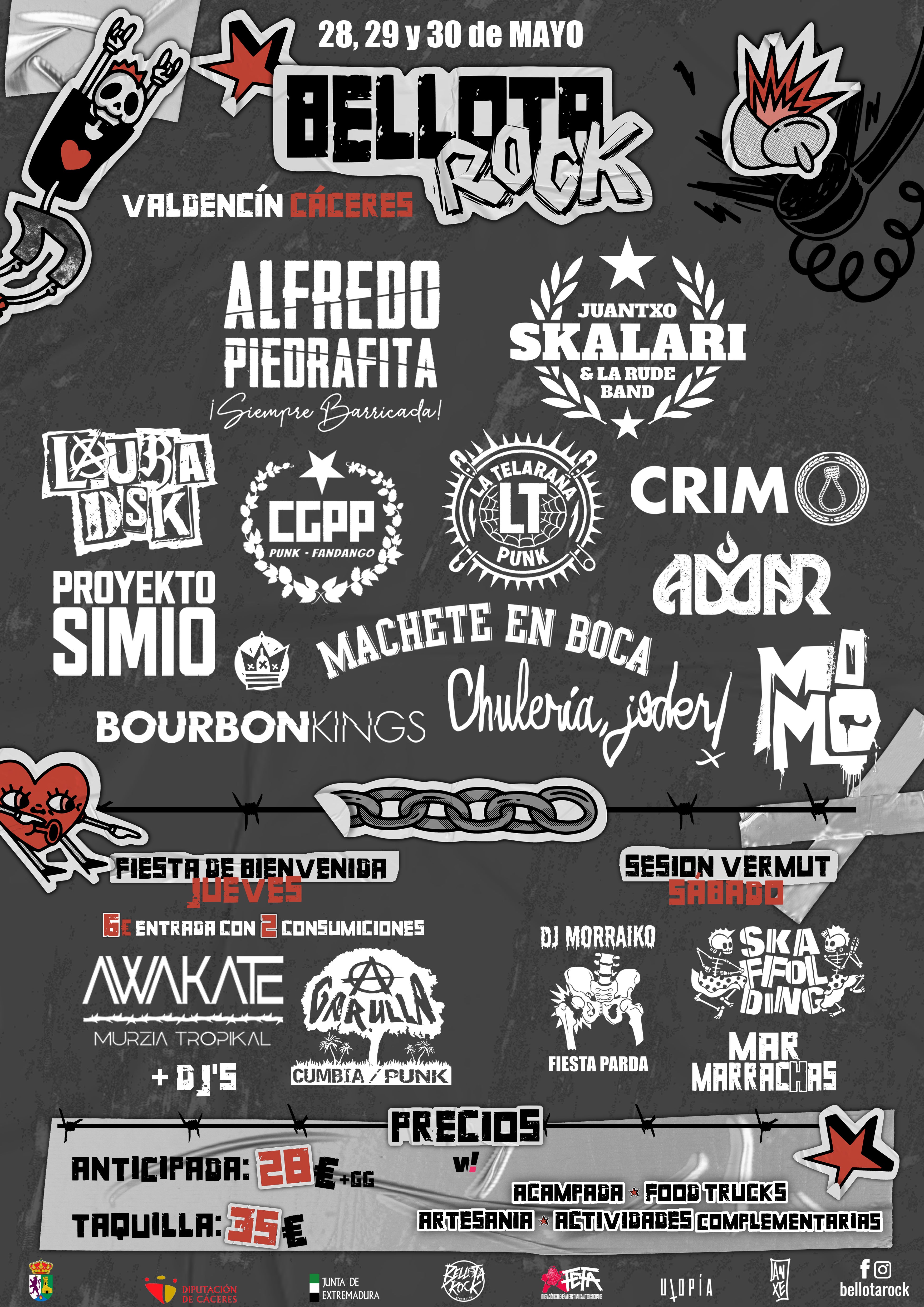Del 28 al 30 de mayo regresa el "Bellota Rock" a Valdencín con 12 bandas y nombres como Juantxo Skalari, Crim y Alfredo Piedrafita Del 28 al 30 de mayo regresa el "Bellota Rock" a Valdencín con 12 bandas y nombres como Juantxo Skalari, Crim y Alfredo Piedrafita