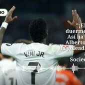 Vinicius Jr. festeja su gol durante el partido ante la Real 