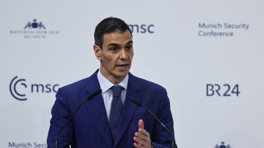 El presidente del Gobierno espa&ntilde;ol, Pedro S&aacute;nchez, este s&aacute;bado durante la conferencia de seguridad de M&uacute;nich. 