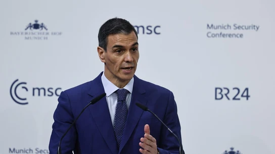 El presidente del Gobierno español, Pedro Sánchez, este sábado durante la conferencia de seguridad de Múnich. El presidente del Gobierno español, Pedro Sánchez, este sábado durante la conferencia de seguridad de Múnich.