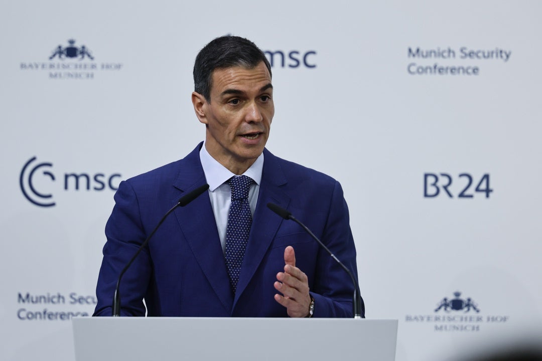 El presidente del Gobierno español, Pedro Sánchez, este sábado durante la conferencia de seguridad de Múnich. El presidente del Gobierno español, Pedro Sánchez, este sábado durante la conferencia de seguridad de Múnich.