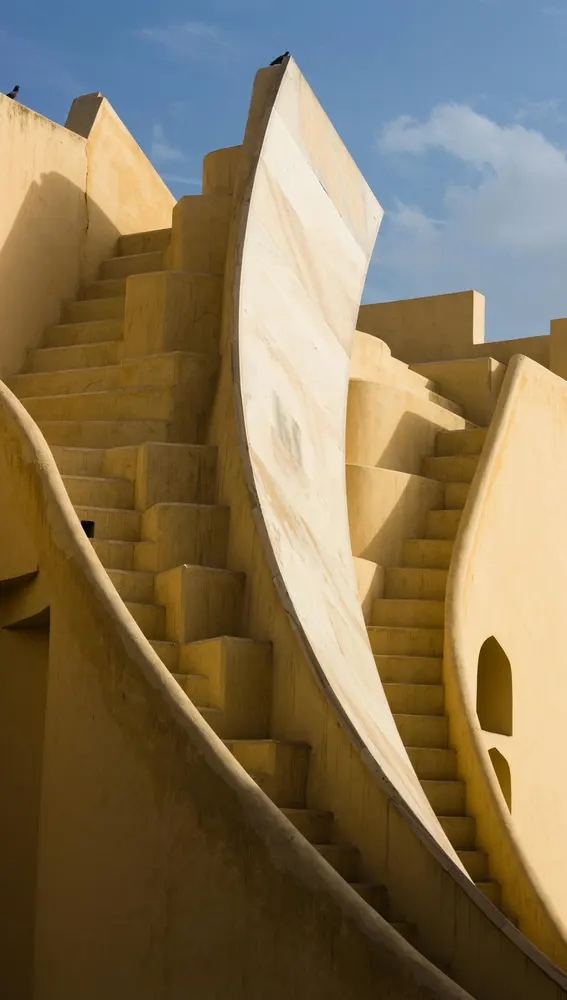 Detalle del gigantesco reloj de sol Vrihat Samrat Yantra Detalle del gigantesco reloj de sol Vrihat Samrat Yantra