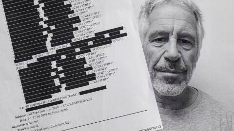 Composici&oacute;n gr&aacute;fica sobre los archivos del caso Jeffrey Epstein.