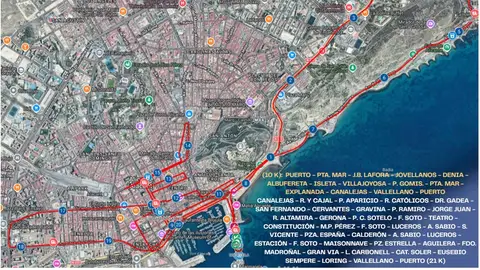 Plano con el recorrido de la media maratón de Alicante Plano con el recorrido de la media maratón de Alicante