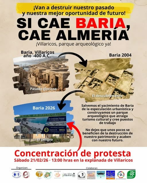 Concentración en Villaricos para salvar los restos arqueológicos del yacimiento de Baria datado en el siglo 7 a.c. Concentración en Villaricos para salvar los restos arqueológicos del yacimiento de Baria datado en el siglo 7 a.c.
