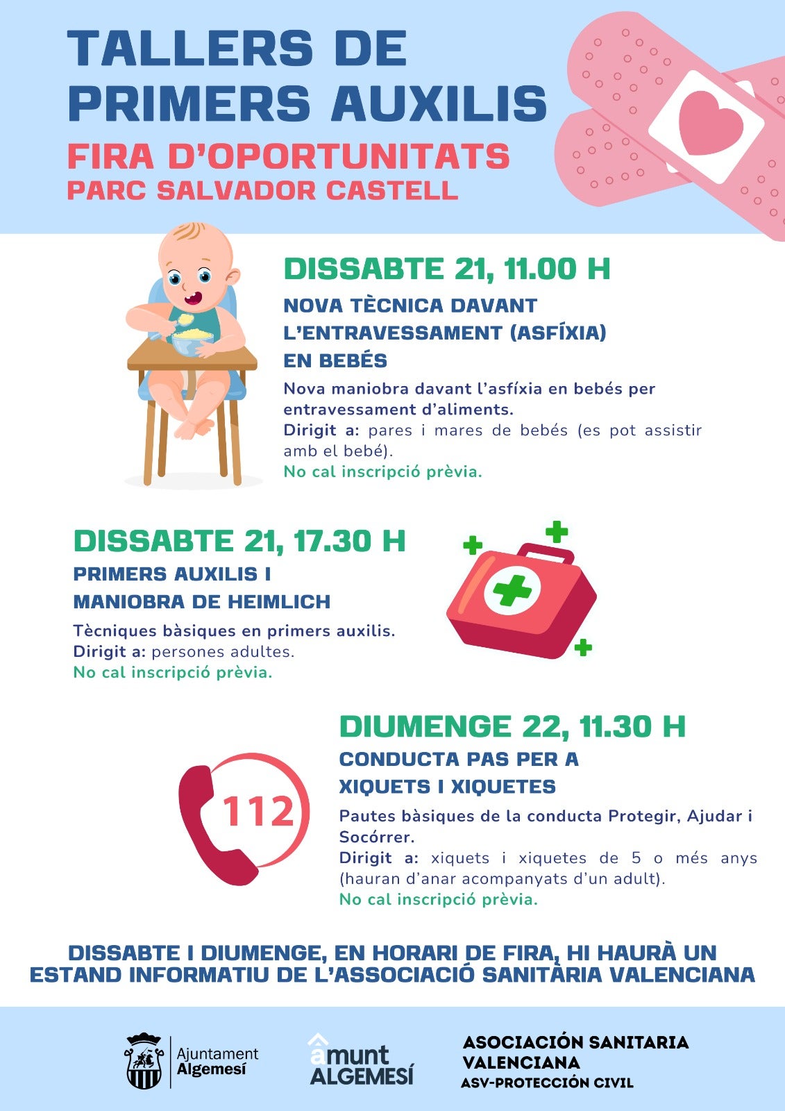 Algemesí formará a la ciudadanía con talleres de primeros auxilios durante la Fira d’Oportunitats Algemesí formará a la ciudadanía con talleres de primeros auxilios durante la Fira d’Oportunitats